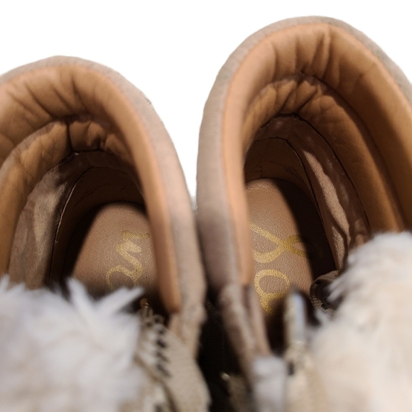 Sam Edelman Suede Lace-up Boots with Faux Fur Detail, Size 7 - Picture 9 of 14